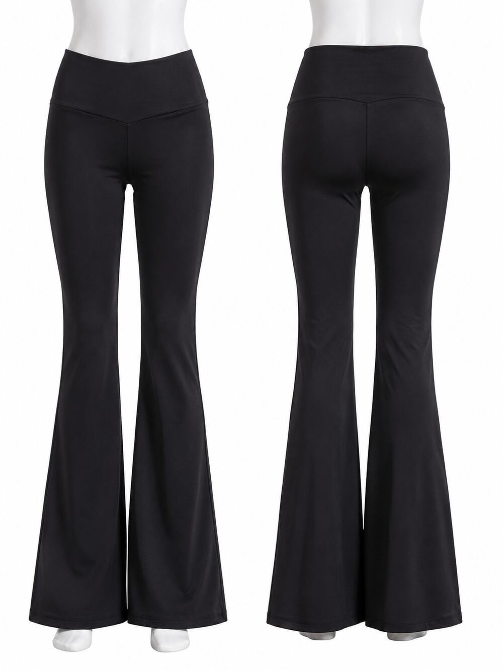 Black High Waist Flare Yoga Leggings for Women | Stretch Activewear Pants